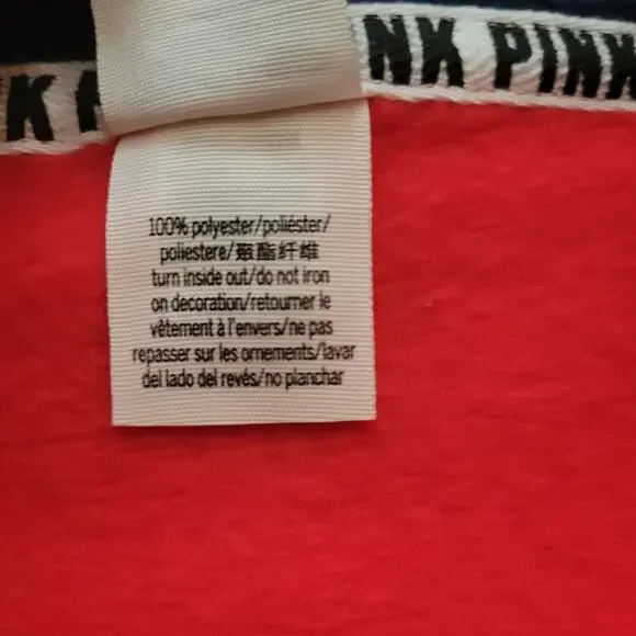 Victoria's Secret Pink Xs red/blue striped 3/4 zip pullover long sleeve - Picture 6 of 7